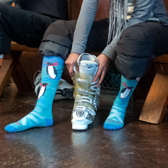 Women's Over-The-Calf Penguin Peak Midweight Ski & Snowboard Socks (Aqua)