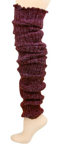 Women's Super Long Cable Knit Leg Warmers (Burgundy)