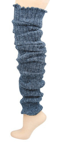 Women's Super Long Cable Knit Leg Warmers (Denim)