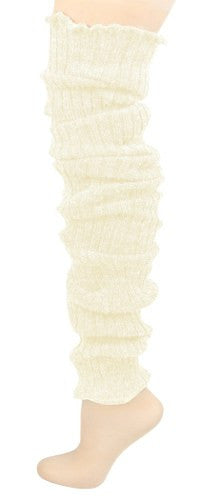 Women's Super Long Cable Knit Leg Warmers (Ivory)