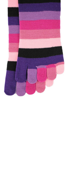 Women's Toe Socks Pink Rainbow Crew