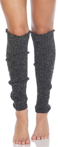 Women's Cable Knit Leg Warmers (Charcoal)