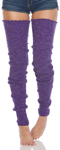 Women's Super Long Cable Knit Leg Warmers (Violet)