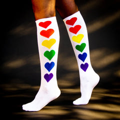 Rainbow Hearts Knee High