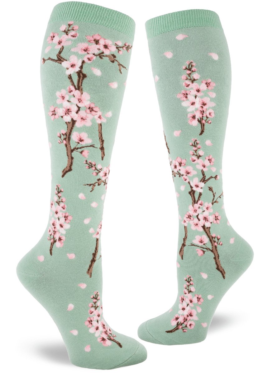 Women's Cherry Blossom Knee High (Cameo Green)
