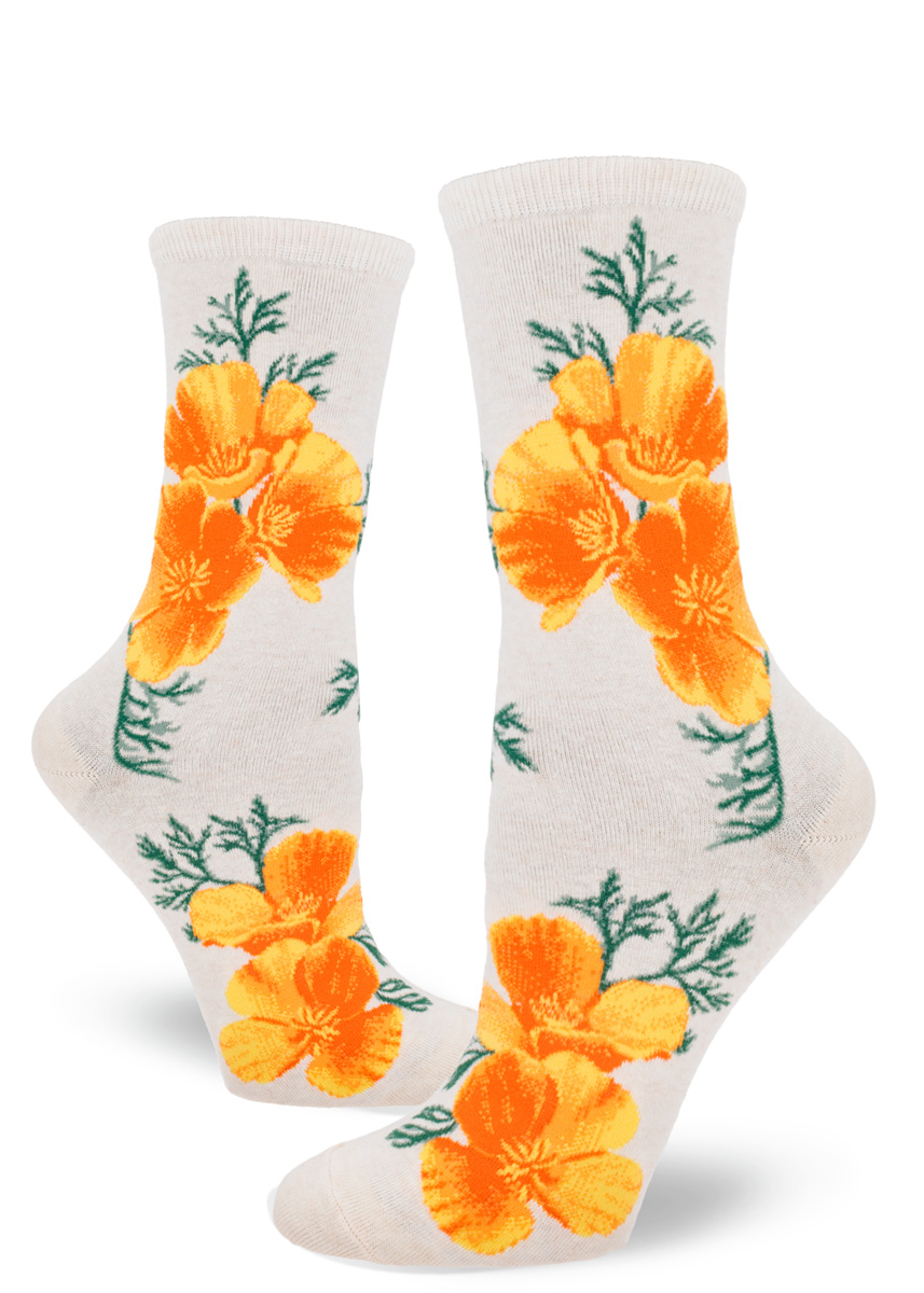 Women's California Poppy Crew (Heather Cream)