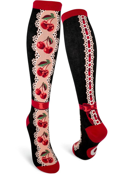 Women's Cherries Knee High (Black)