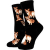 Women's Corgi Butt Strut Crew (Black)