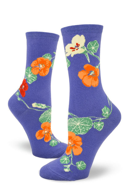 Women's Nasturtiums Crew (Periwinkle)