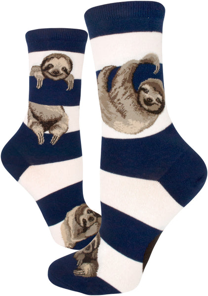 Women's Sloth Stripe Crew (Navy)