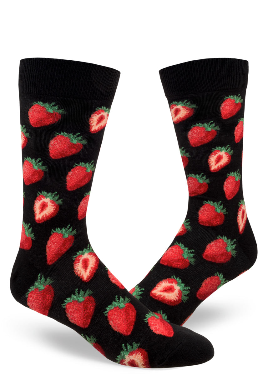 ZZNB-9/24_Men's Sweet Strawberries Crew (Black)