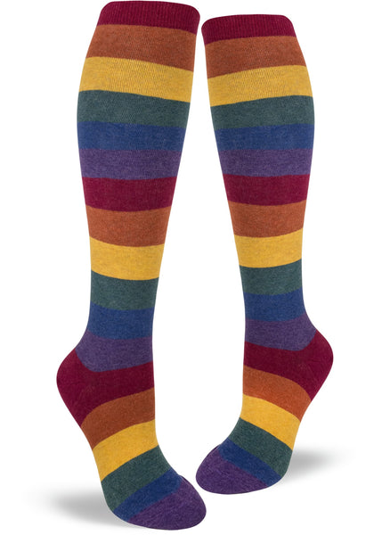 Women's Heather Rainbow Striped Knee High (Muted Rainbow)