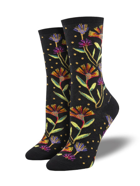 ZZNA-12/24_Women's Laurel Burch Wildflowers Crew (Black)