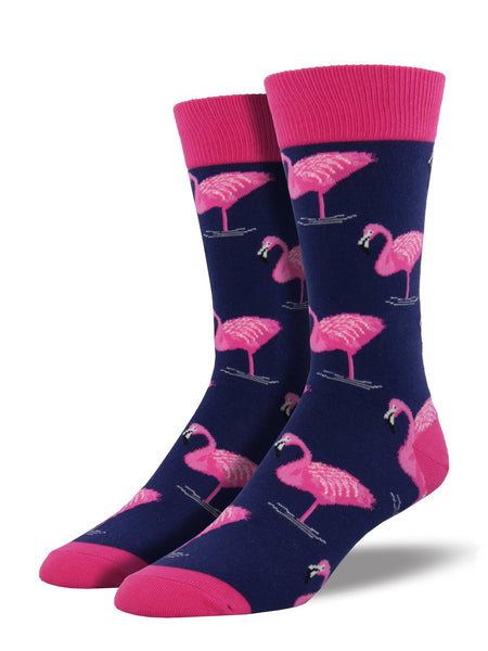 Men's King Size Flamingo Crew (Navy)