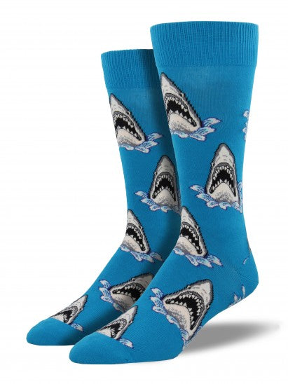 Men's King Size Shark Attack Crew (Blue)