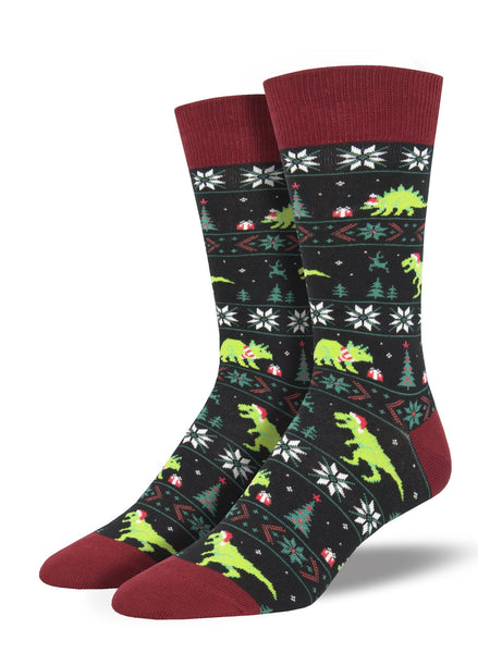 Men's Santasaurus Rex Crew (Black)