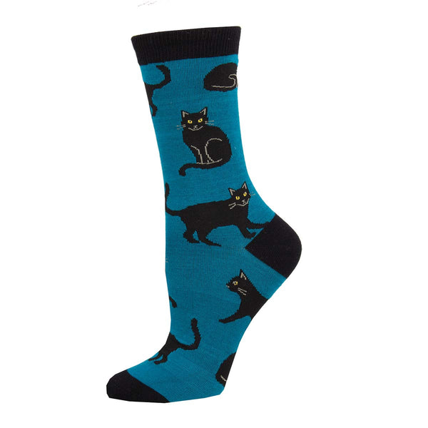 Women's Bamboo Black Cat Crew (Blue)