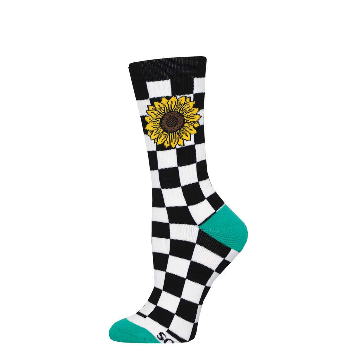 ZZNA-3/24_Women's Athletic Check Your Flowers Crew (Black/White)