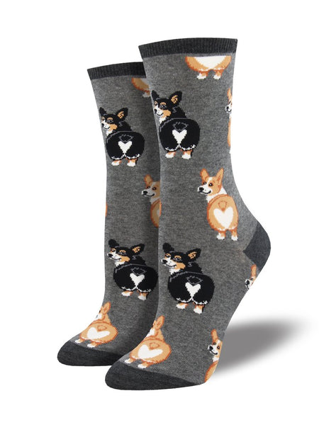 Women's Corgi Butt Crew (Charcoal Heather)