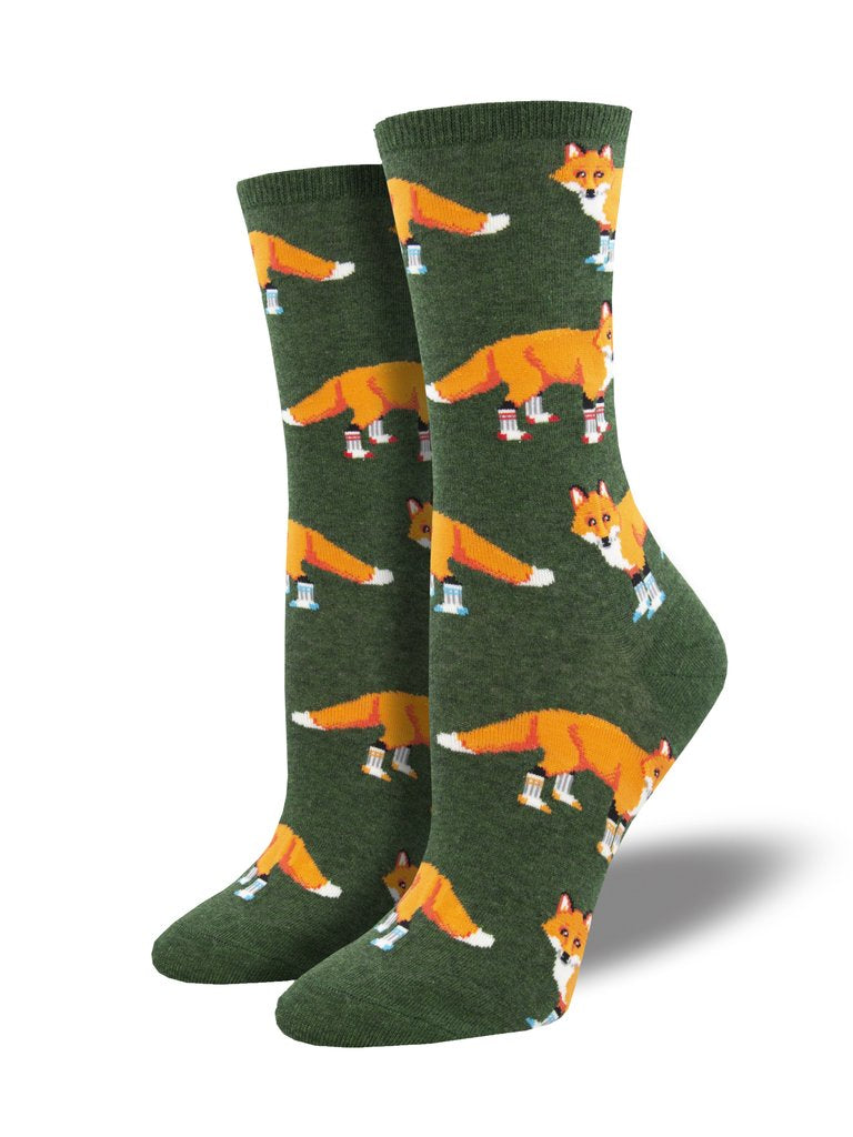 Women's Socksy Foxes Crew (Green Heather)