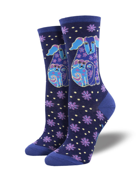 ZZNA_Women's Laurel Burch Dog & Doggie Crew (Blue)