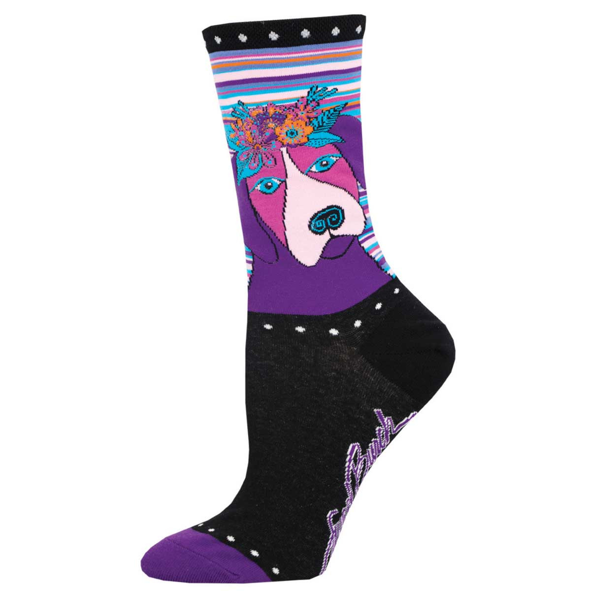 ZZNB-10/24_Women's Laurel Burch Violet Crew (Black)