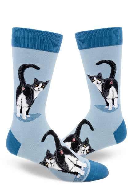 Men's Tuxedo Cat Butt Crew (Slate Blue)